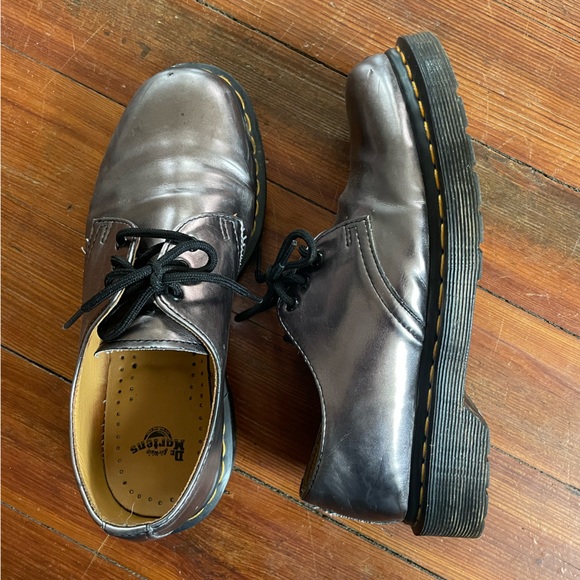 Pewter Doc Martens Leather Oxfords - Picture 3 of 7